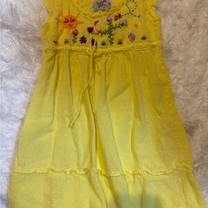 Peruvian Connection Yellow Embroidered Girls Dress